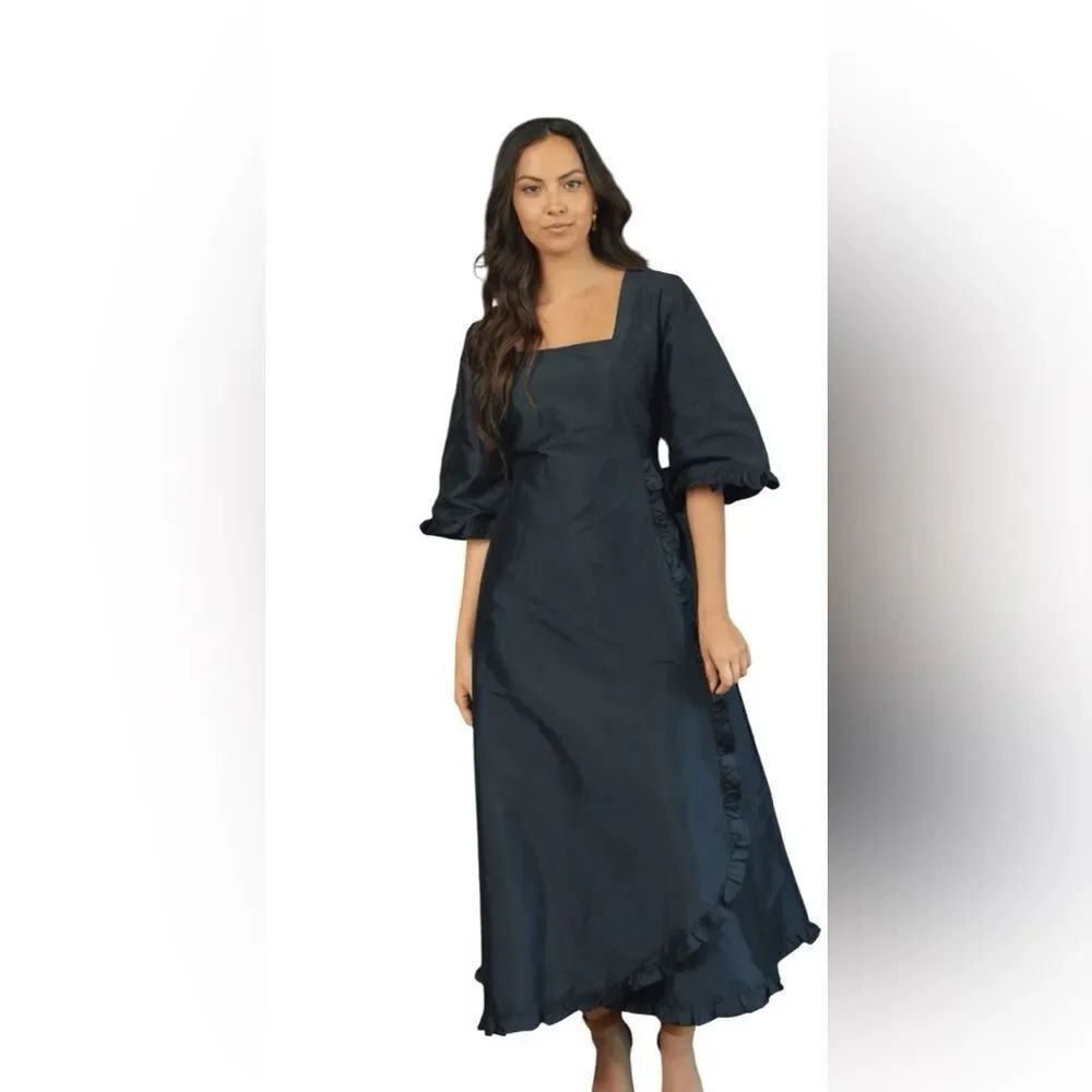 Beau & Ro Waverly Dress in black taffeta NWOT XS